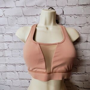 Buff Bunny Sports Bra Mesh Key Hole Racer Back Mauve Large